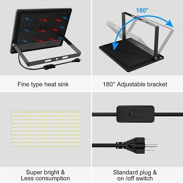 Daylight White Waterproof LED Flood Light 200W 20000LM IP66 ETL Approved