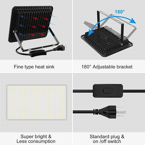 Remote Control Waterproof LED Flood Light 400W 40000lm 5000K  With Plug