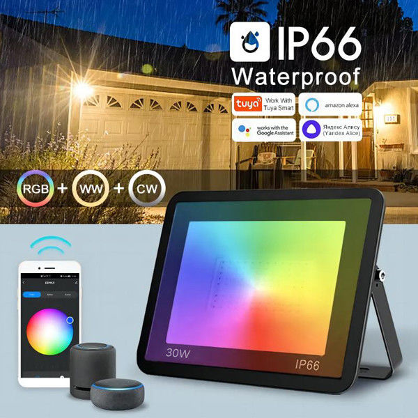 TUYA  Color Changing Outdoor Flood Lights 30W App Controlled For Security