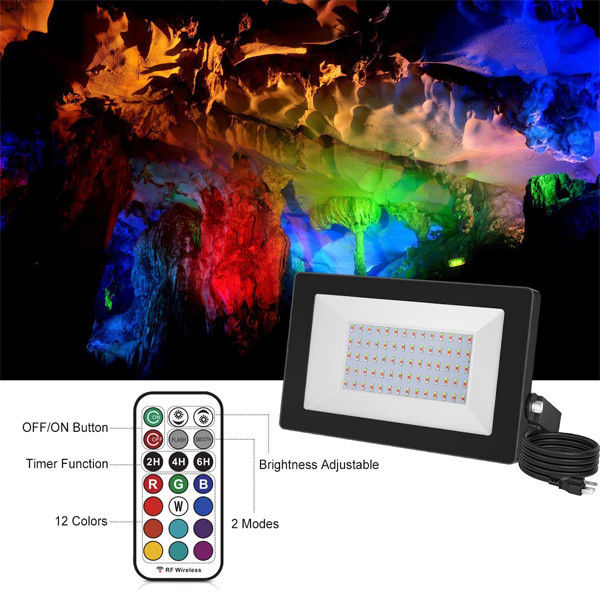 Dimmable RGB Waterproof LED Flood Light 150w Ip66 Outdoor With US Plug